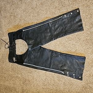 Women's black leather chaps
